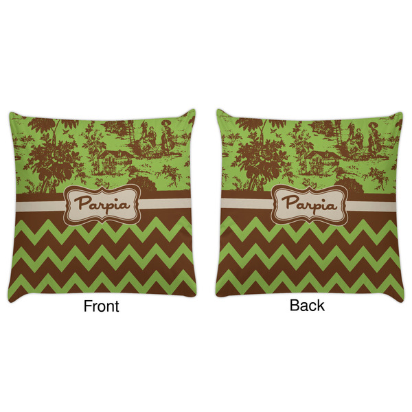 Green & Brown Toile & Chevron Decorative Pillow Case - Approval