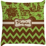 Green & Brown Toile & Chevron Decorative Pillow Case (Personalized)