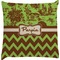 Green & Brown Toile & Chevron Decorative Pillow Case (Personalized)