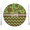 Green & Brown Toile & Chevron Glass Lunch / Dinner Plate 10" (Personalized)