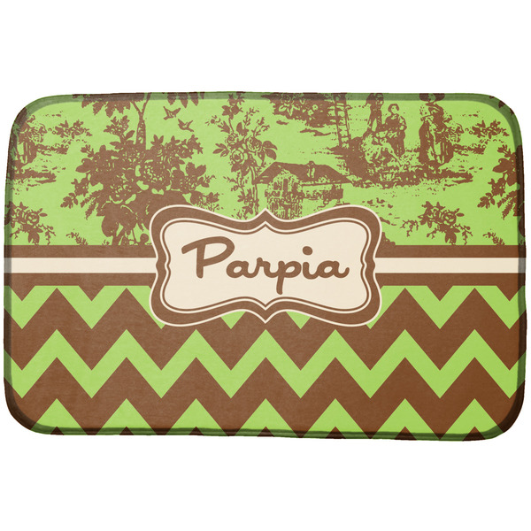 Custom Green & Brown Toile & Chevron Dish Drying Mat (Personalized)