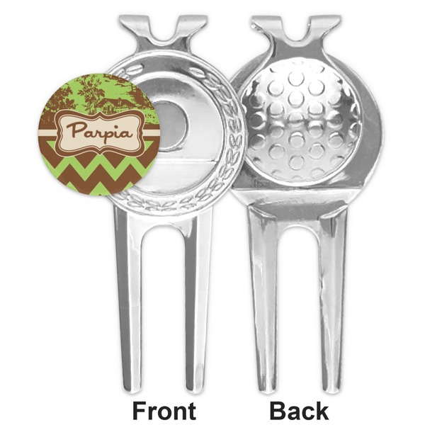 Green & Brown Toile & Chevron Divot Tool - Second