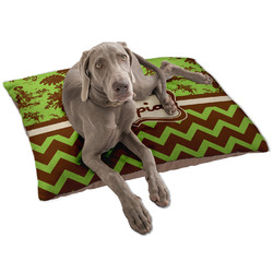 Green & Brown Toile & Chevron Dog Bed - Large w/ Name or Text
