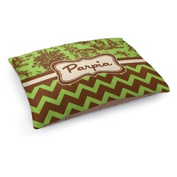 Green & Brown Toile & Chevron Dog Bed - Medium w/ Name or Text