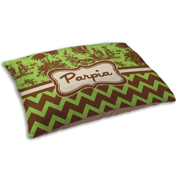 Green & Brown Toile & Chevron Dog Beds - SMALL