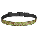 Green & Brown Toile & Chevron Dog Collar (Personalized)