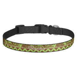 Green & Brown Toile & Chevron Dog Collar - Medium (Personalized)