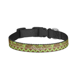 Green & Brown Toile & Chevron Dog Collar - Small (Personalized)