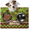 Green & Brown Toile & Chevron Dog Food Mat - Medium LIFESTYLE