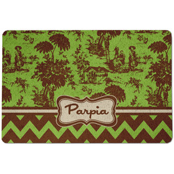 Green & Brown Toile & Chevron Dog Food Mat w/ Name or Text