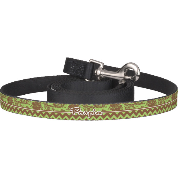 Custom Green & Brown Toile & Chevron Dog Leash (Personalized)