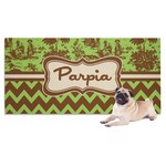 Green & Brown Toile & Chevron Dog Towel (Personalized)