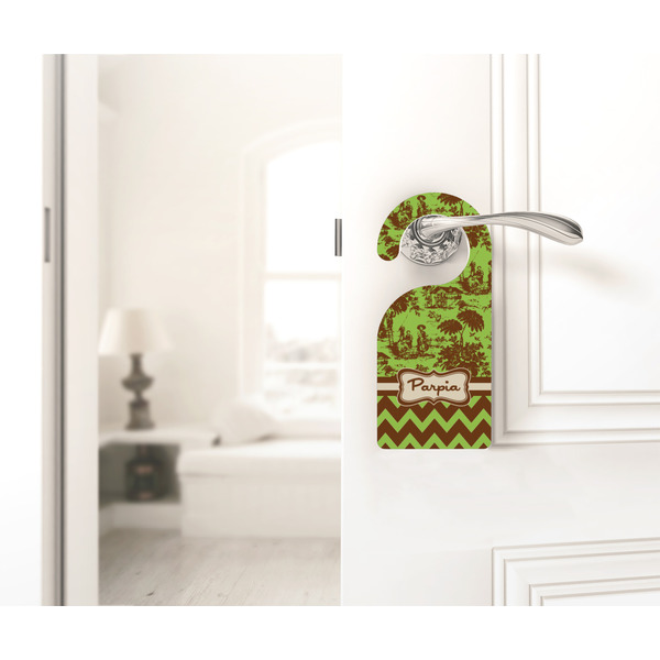 Green & Brown Toile & Chevron Door Hanger - LIFESTYLE