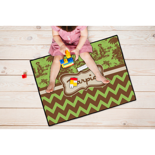 Green & Brown Toile & Chevron Door Mats - LIFESTYLE kid