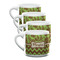 Green & Brown Toile & Chevron Double Shot Espresso Mugs - Set of 4 Front