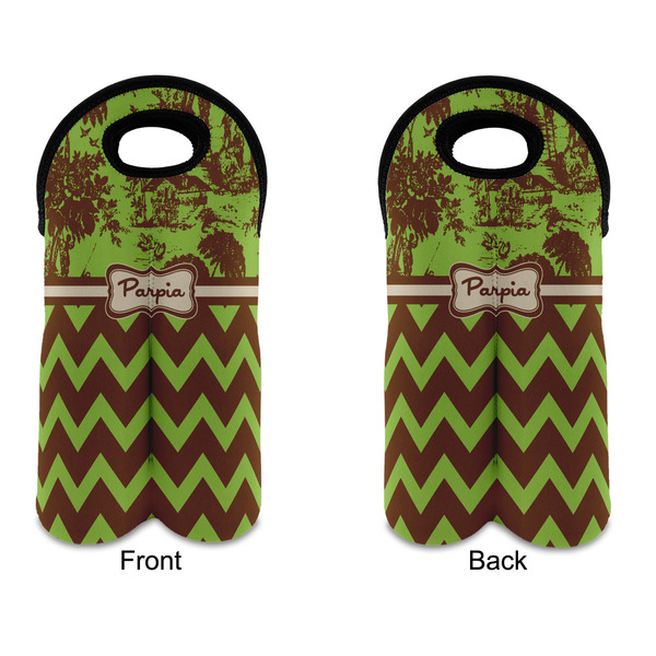 Green & Brown Toile & Chevron Double Wine Tote - APPROVAL (new)