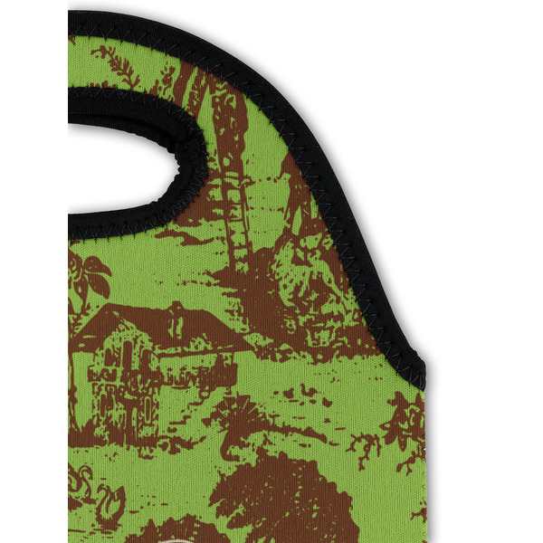 Green & Brown Toile & Chevron Double Wine Tote - Detail 1 (new)