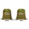 Green & Brown Toile & Chevron Drawstring Backpack Front & Back Small
