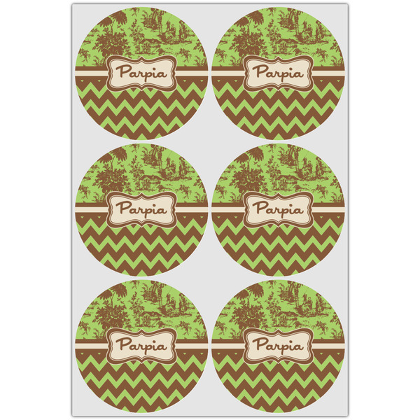 Green & Brown Toile & Chevron Drink Topper - Large - Set of 6