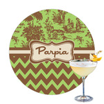 Green & Brown Toile & Chevron Printed Drink Topper (Personalized)