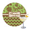 Green & Brown Toile & Chevron Drink Topper - Large - Single with Drink