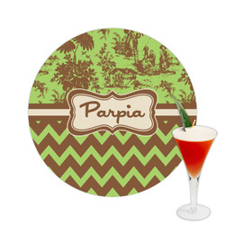 Green & Brown Toile & Chevron Printed Drink Topper -  2.5" (Personalized)
