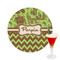 Green & Brown Toile & Chevron Drink Topper - Medium - Single with Drink
