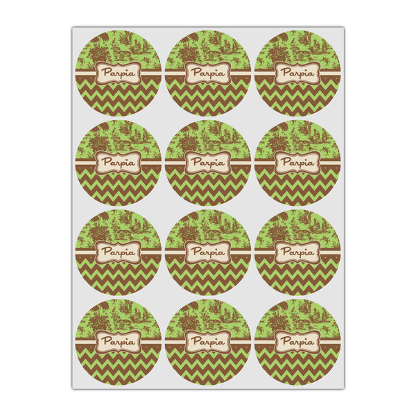 Green & Brown Toile & Chevron Drink Topper - Small - Set of 12