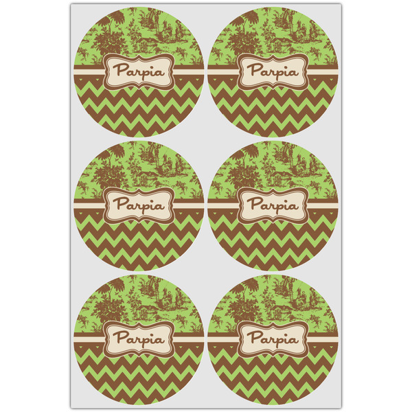 Green & Brown Toile & Chevron Drink Topper - XLarge - Set of 6