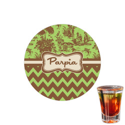 Green & Brown Toile & Chevron Printed Drink Topper - 1.5" (Personalized)