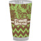 Green & Brown Toile & Chevron Pint Glass - Full Color - Front View