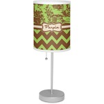 Green & Brown Toile & Chevron 7" Drum Lamp with Shade Linen (Personalized)