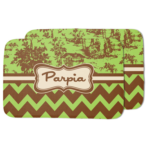 Green & Brown Toile & Chevron Drying Dish Mat - MAIN