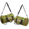 Green & Brown Toile & Chevron Duffle bag small front and back sides