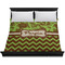 Green & Brown Toile & Chevron Duvet Cover - King - On Bed - No Prop
