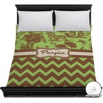 Green & Brown Toile & Chevron Duvet Cover - Full / Queen (Personalized)