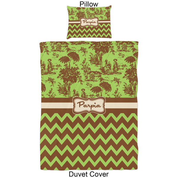 Green & Brown Toile & Chevron Duvet Cover Set - Twin - Approval