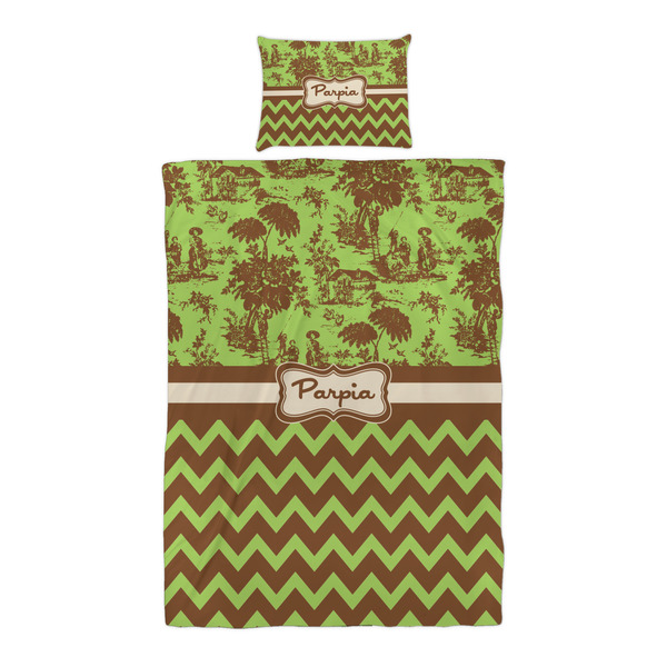 Green & Brown Toile & Chevron Duvet Cover Set - Twin XL - Alt Approval