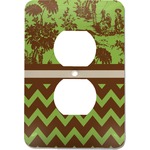 Green & Brown Toile & Chevron Electric Outlet Plate