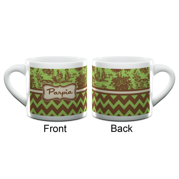Green & Brown Toile & Chevron Espresso Cup - 6oz (Double Shot) (APPROVAL)