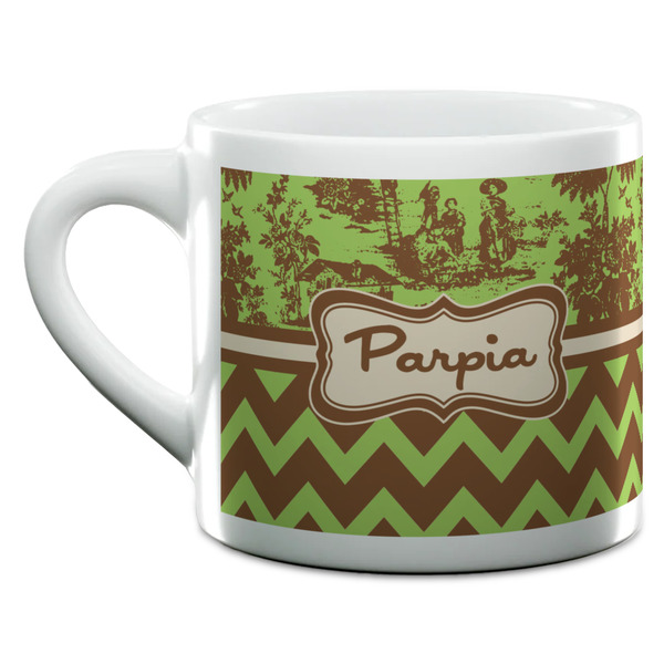 Green & Brown Toile & Chevron Espresso Cup - 6oz (Double Shot) (MAIN)