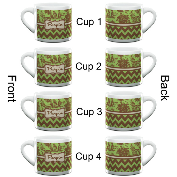 Green & Brown Toile & Chevron Espresso Cup - 6oz (Double Shot Set of 4) APPROVAL