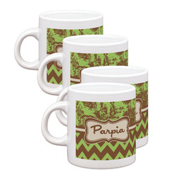 Green & Brown Toile & Chevron Single Shot Espresso Cups - Set of 4 (Personalized)