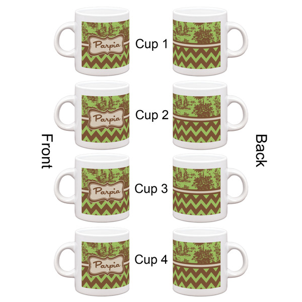 Green & Brown Toile & Chevron Espresso Cup Set of 4 - Apvl