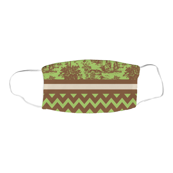 Green & Brown Toile & Chevron Fabric Face Mask
