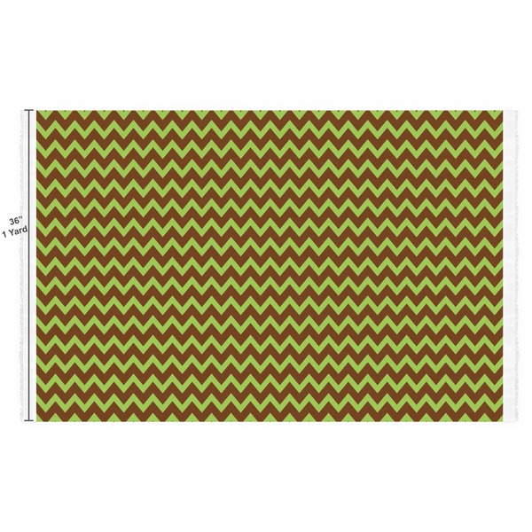 Green & Brown Toile & Chevron Fabric Full Yard