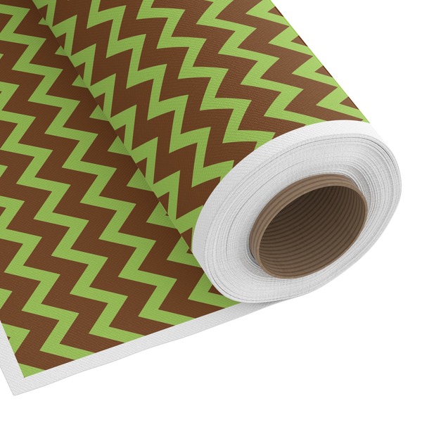 Custom Green & Brown Toile & Chevron Fabric by the Yard - Spun Polyester Poplin