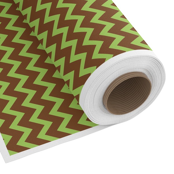 Custom Green & Brown Toile & Chevron Fabric by the Yard