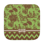Green & Brown Toile & Chevron Face Towel (Personalized)