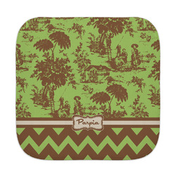 Green & Brown Toile & Chevron Face Towel (Personalized)